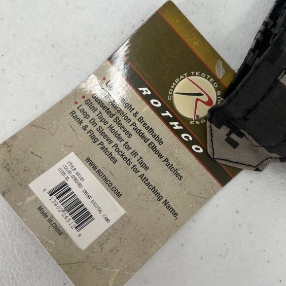 ROTHCO Tactical Airsoft Combat Shirt XL Black/Camo Sleeve Pockets New - Picture 8 of 9